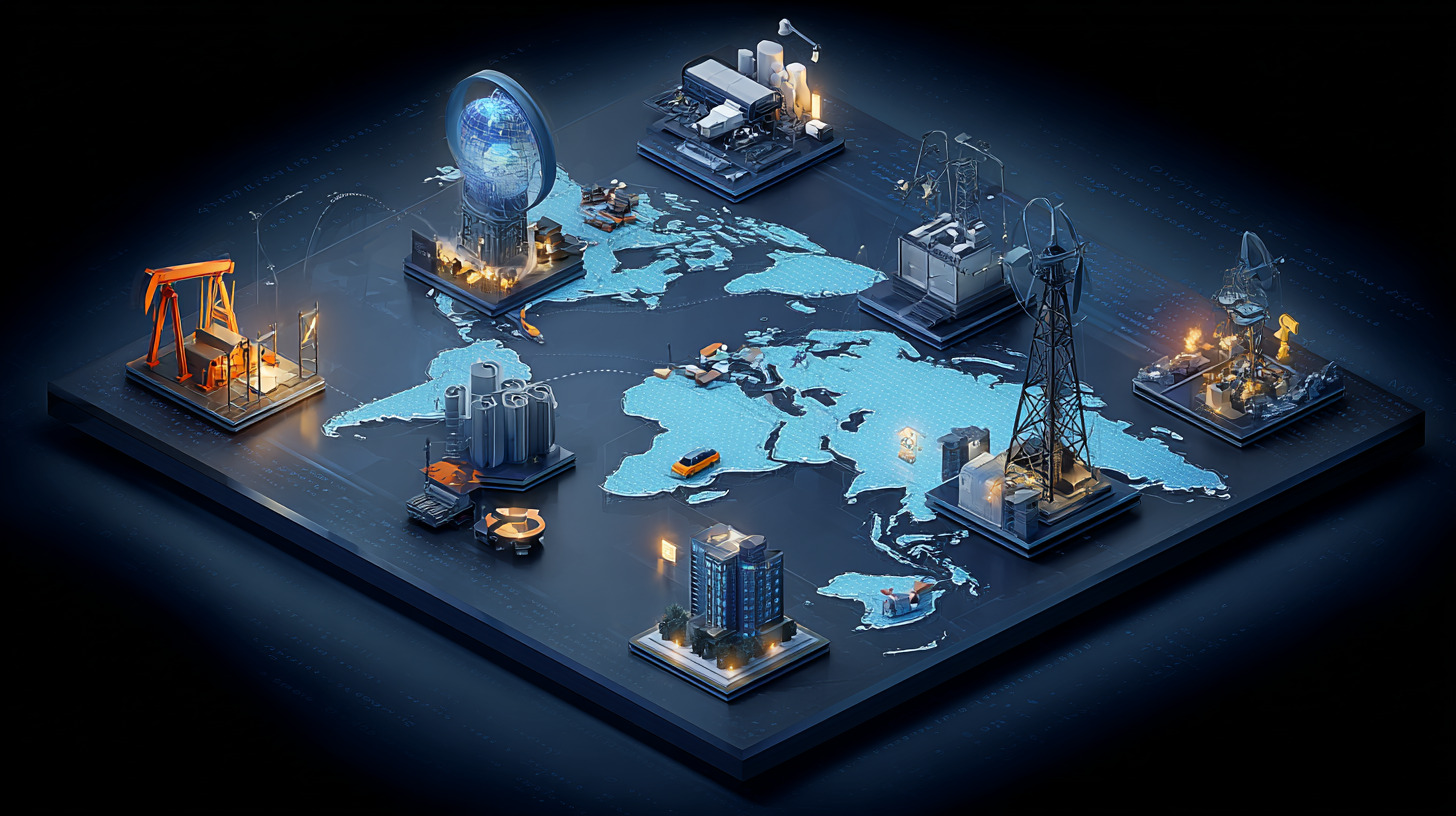 Abstract visualization of multiple industry sectors